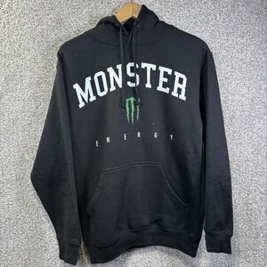Monster Energy Hoodie Mens Medium Black Fleece Pullover Graphic Sweatshirt
